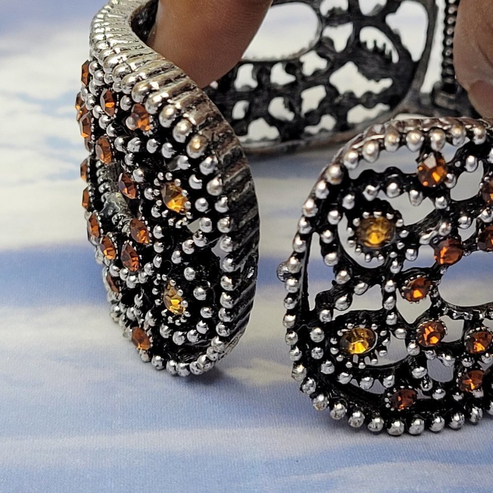 Multicolored Rhinestone Hinged Bracelet - Picture 7 of 13